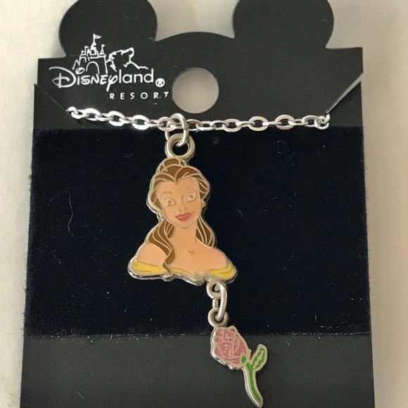 Vintage Disney Beauty & The Beast Princess Belle Necklace Charm Disneyana Rose - Picture 4 of 11